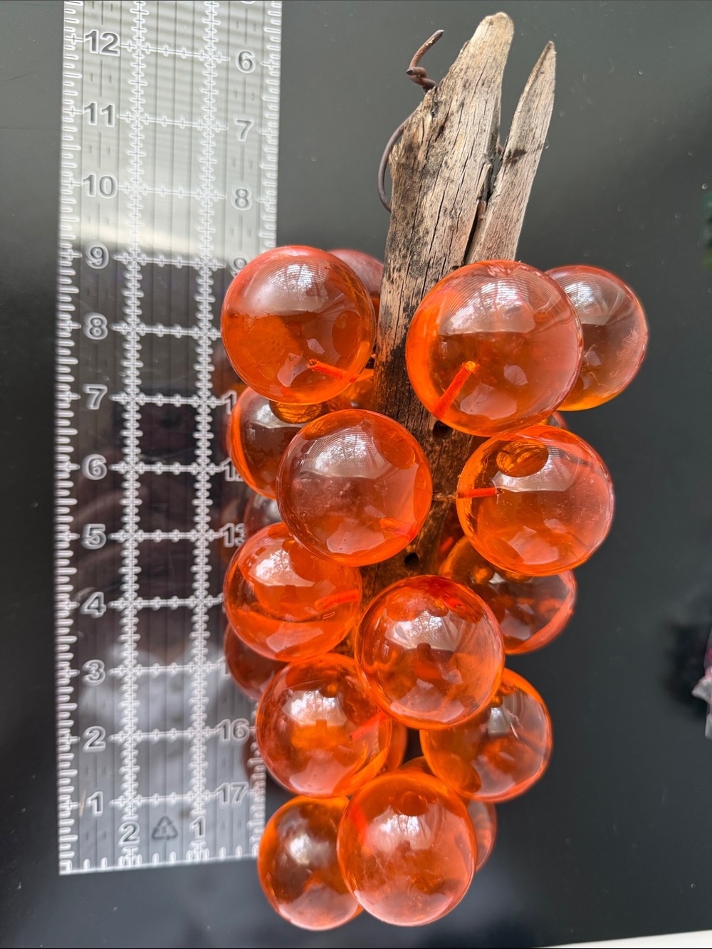 Vintage Collectable Orange Lucite Grape Cluster Decorative Accent - Picture 5 of 5